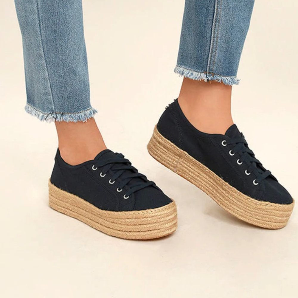 Steve Madden Hampton Navy Blue Flatform Espadrille Sneakers, Size 8